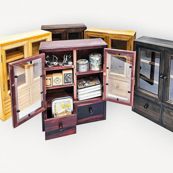 Dark Brown Mini Wooden Cabinet