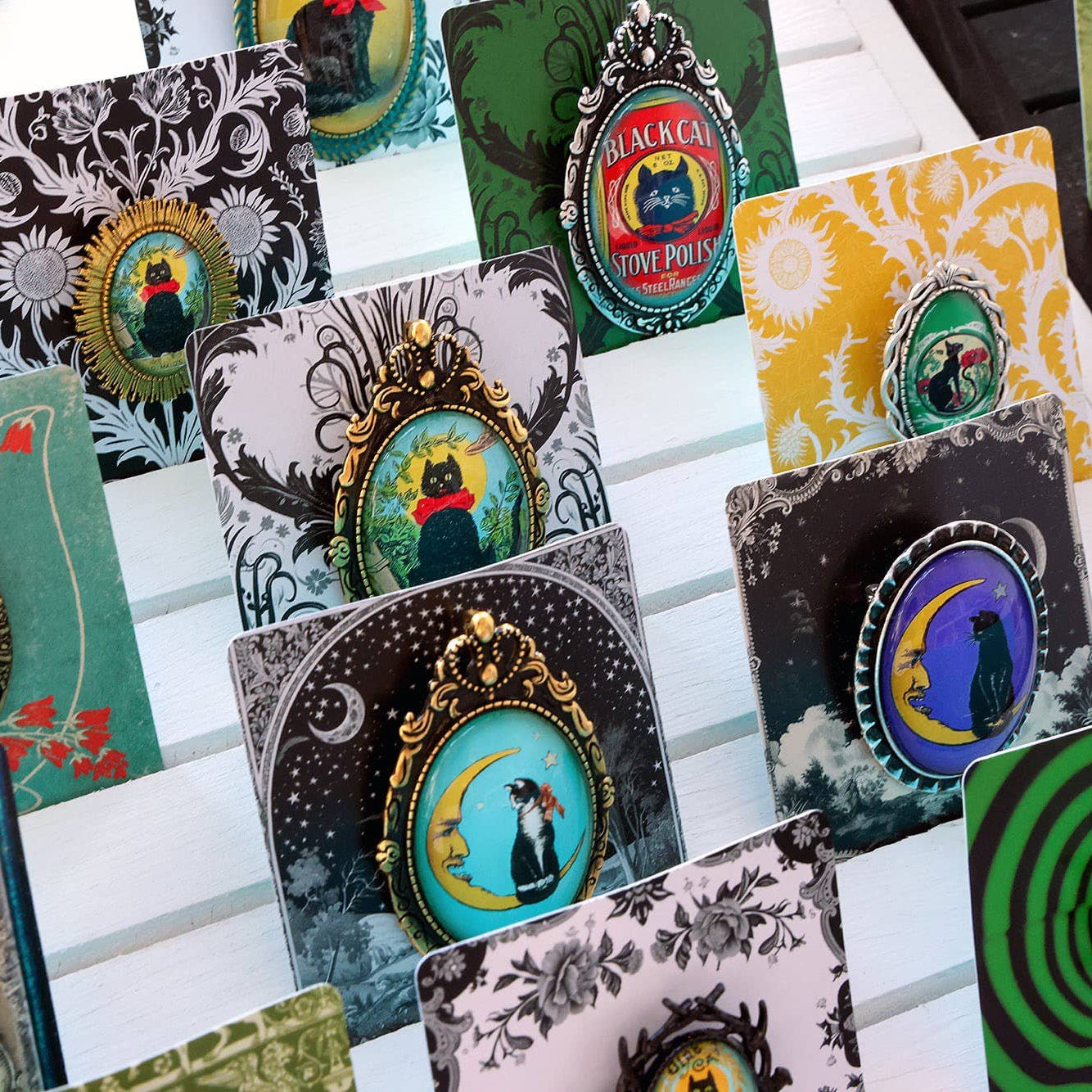 Handcrafted Vintage-Inspired Cabochon Pins/Pendants