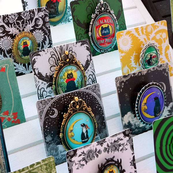 Handcrafted Vintage-Inspired Cabochon Pins/Pendants