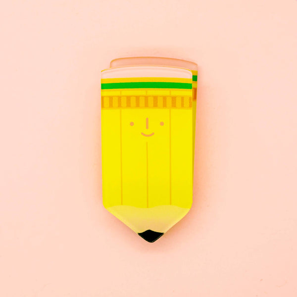 Happy Pencil! Decorative Double-Sided Clear Acrylic Clip