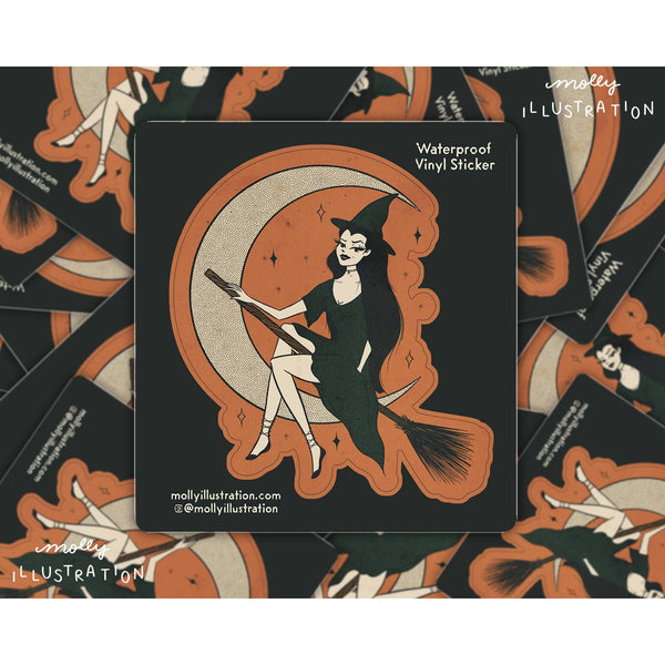 Season of the Witch Retro Halloween Vinyl Sticker