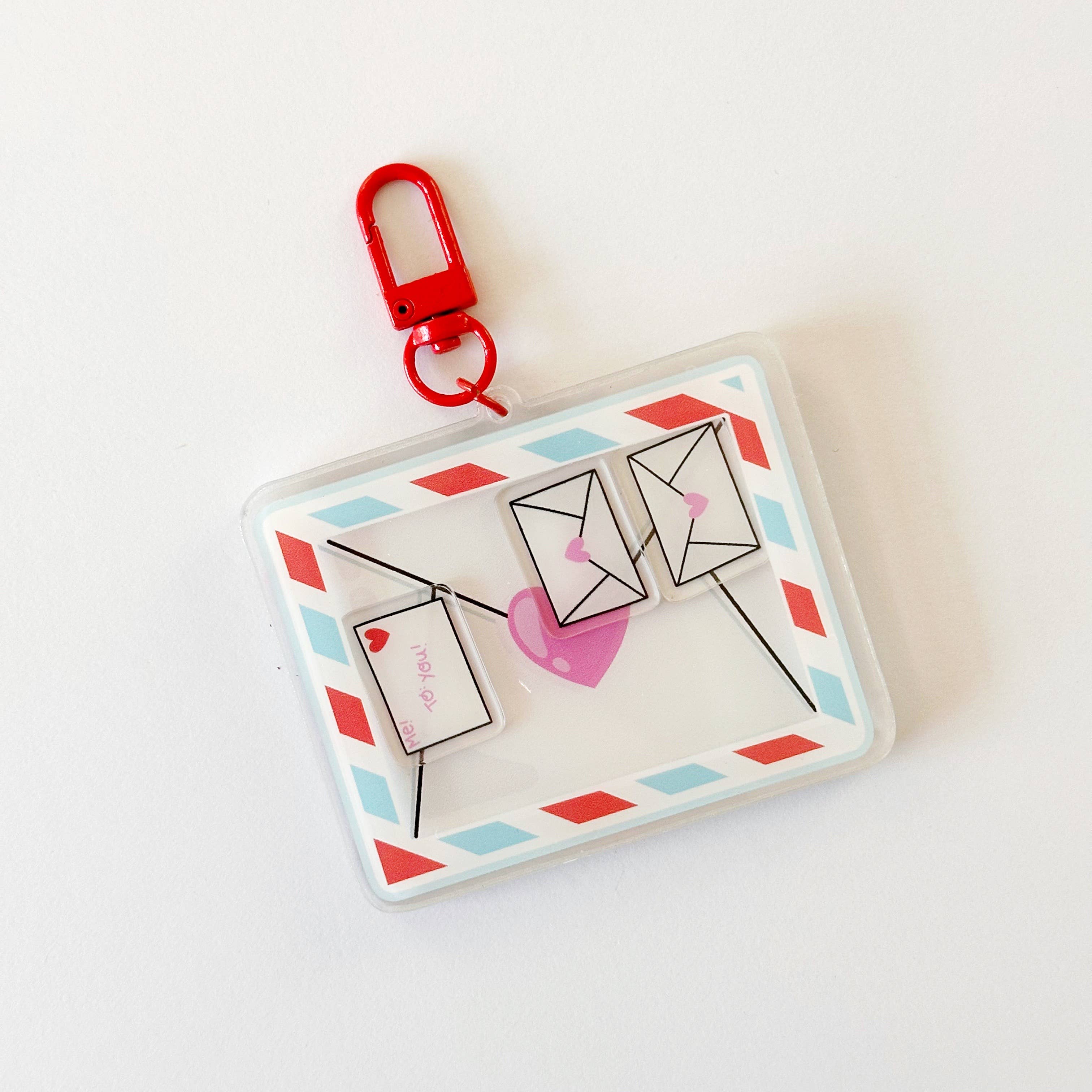 Pen Pal Envelope Confetti Shaker Keychain Bag Charm