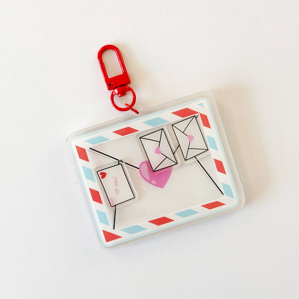 Pen Pal Envelope Confetti Shaker Keychain Bag Charm