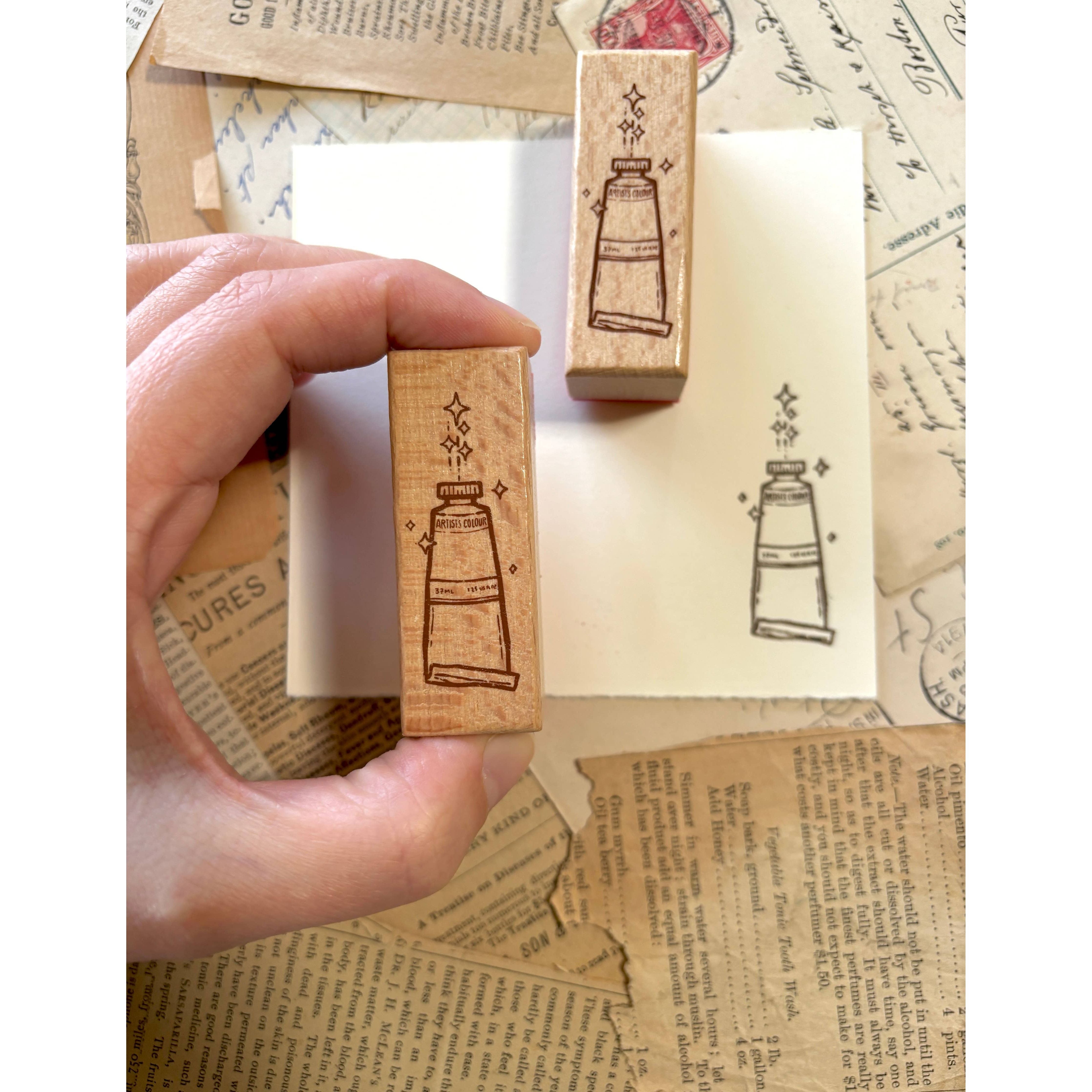 Paint Tube Rubber Stamp