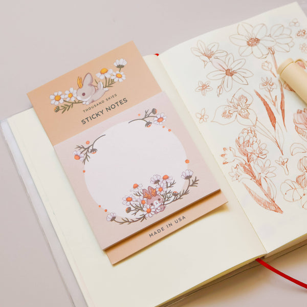 Jackalope's Garden Cream Sticky Notes