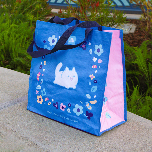 Floral Cats Medium Shopping Bag