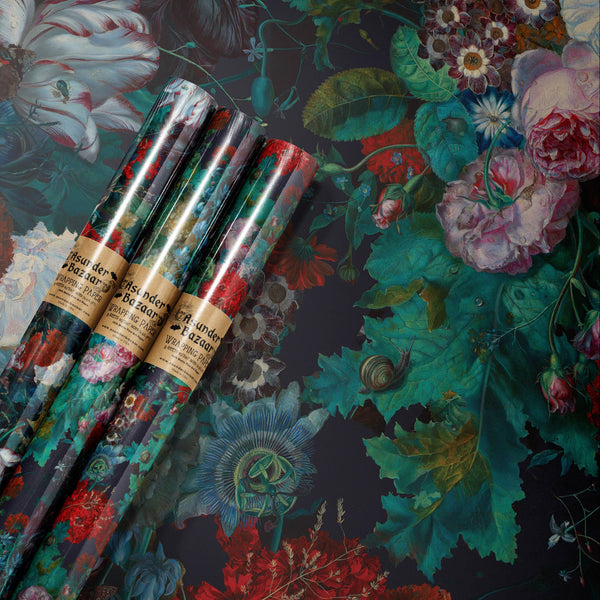 Dark Floral Maximalist Wrapping Paper