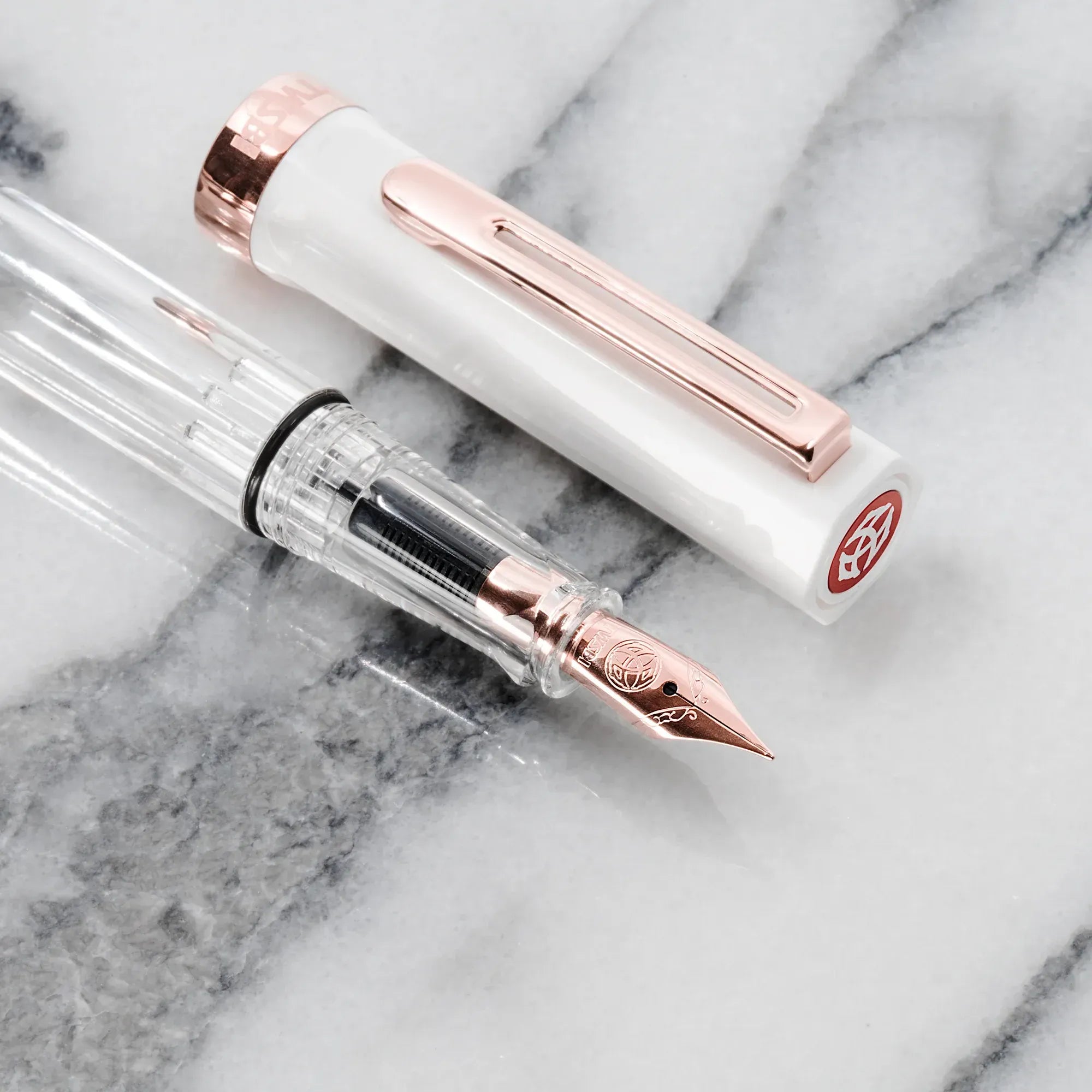 White w/ Rose Gold Eco Fountain Pen