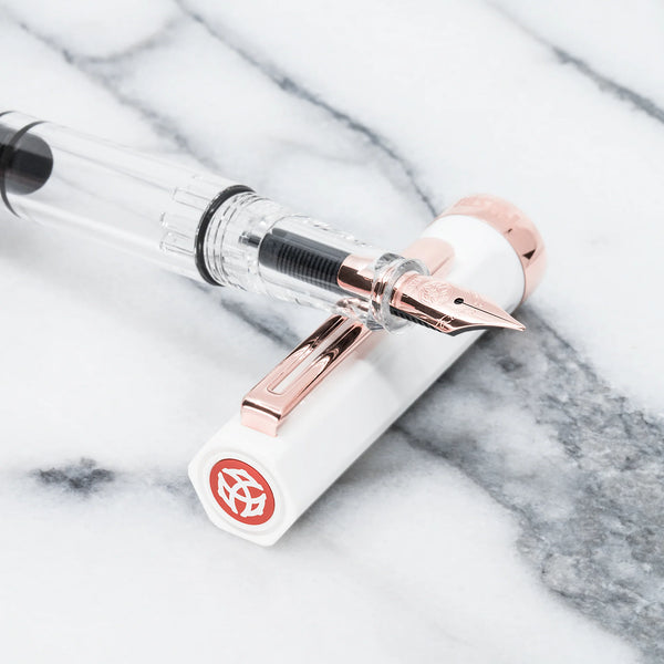 White w/ Rose Gold Eco Fountain Pen