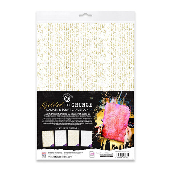 Cosmic Shimmer Gilded to Grunge Damask & Script Cardstock