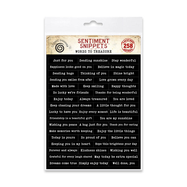 Cosmic Shimmer Sentiment Snippets - Words to Treasure