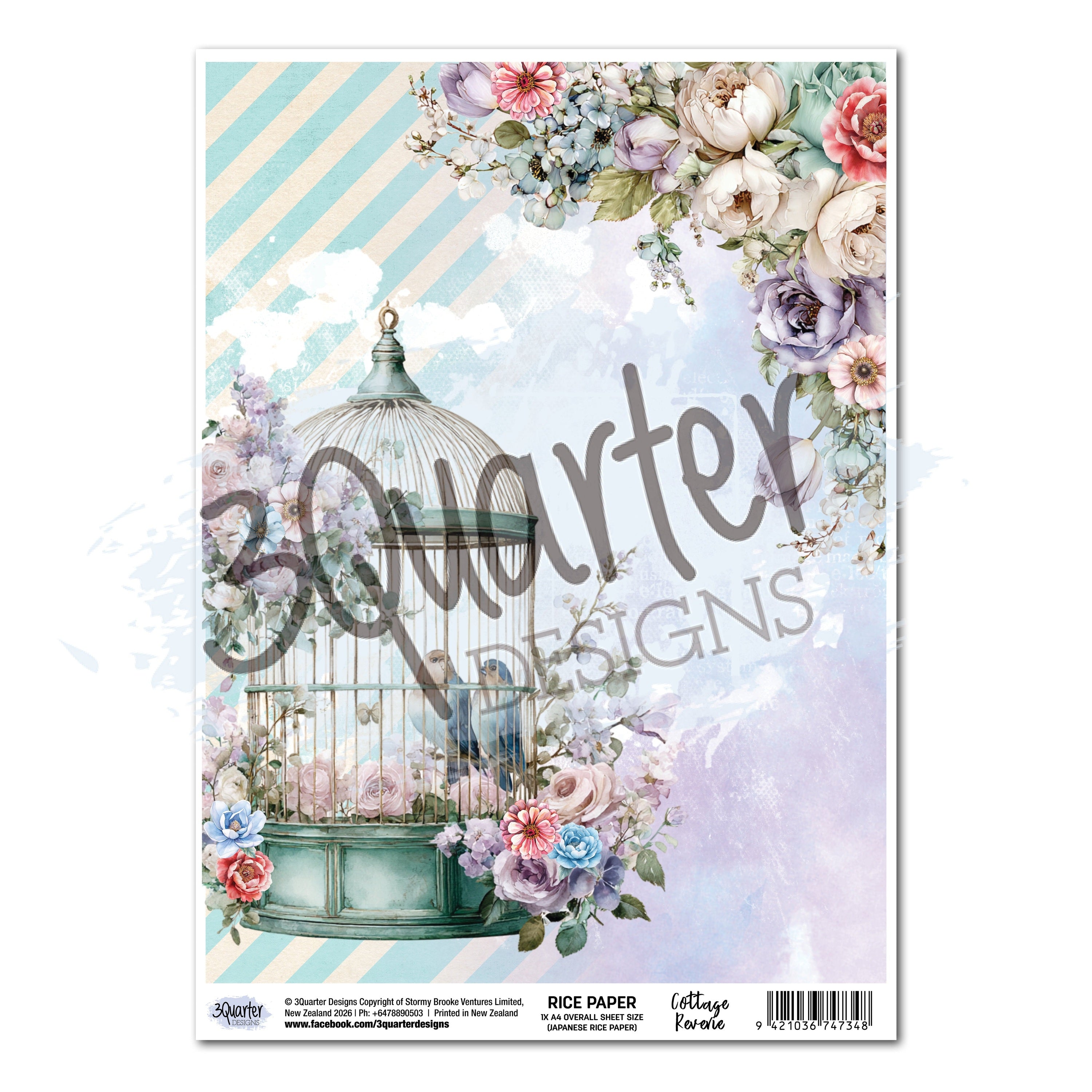 3Quarter Designs Cottage Reverie - A4 Rice Paper - 3 Sheets