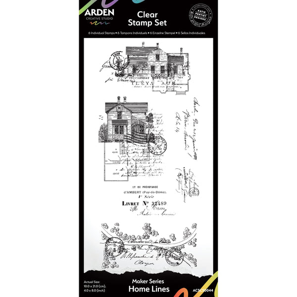 Arden Creative Studio Maker Series Home Lines 4in x 8in Clear Stamp Set
