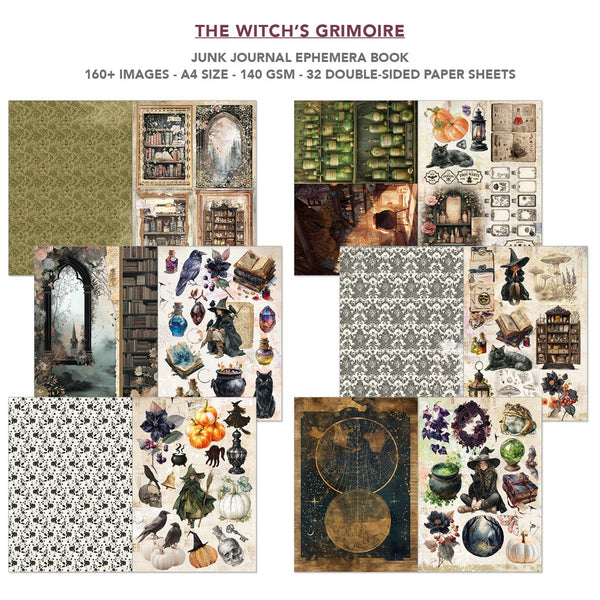 The Witch's Grimoire Junk Journal & Ephemera Book A4 32/Pkg