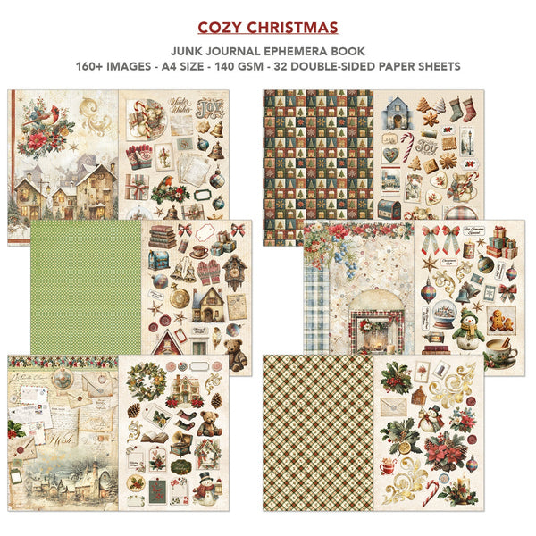 Cozy Christmas Junk Journal & Ephemera Book A4 32/Pkg