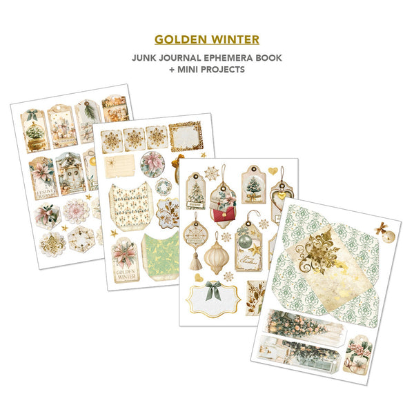 Golden Winter Junk Journal & Ephemera Book A4 32/Pkg