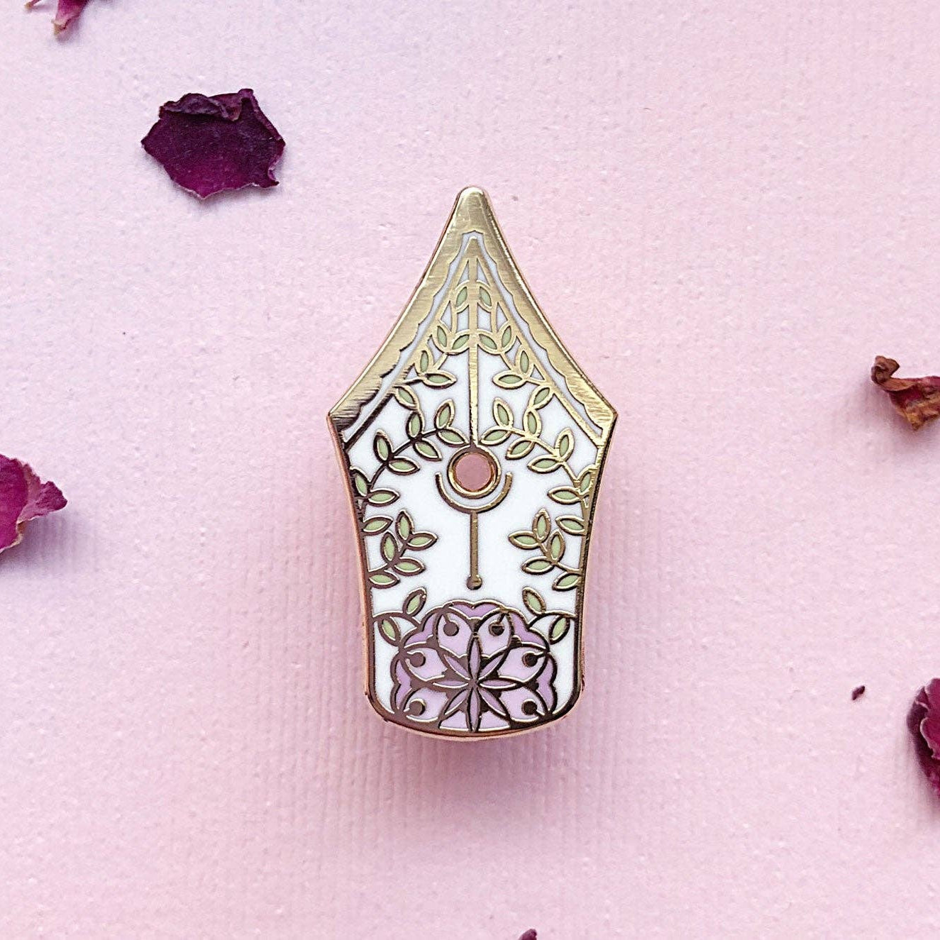 Floral Fountain Pen Enamel Pin