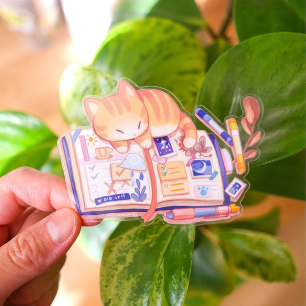 Kitten's Journal Transparent Vinyl Sticker
