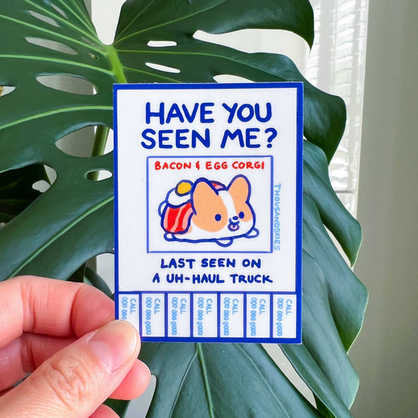 Lost Bacon and Egg Corgi Vinyl Sticker