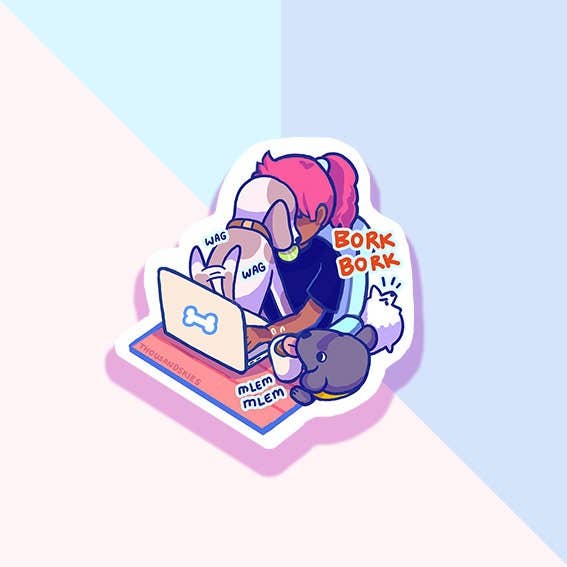 Working from Home with Dogs Vinyl Sticker