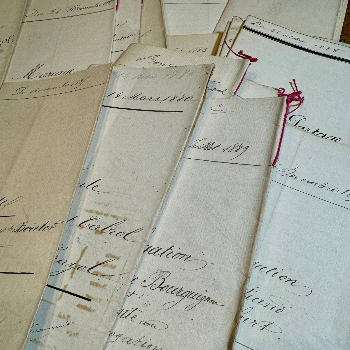 Original Antique French Cream Document Folders