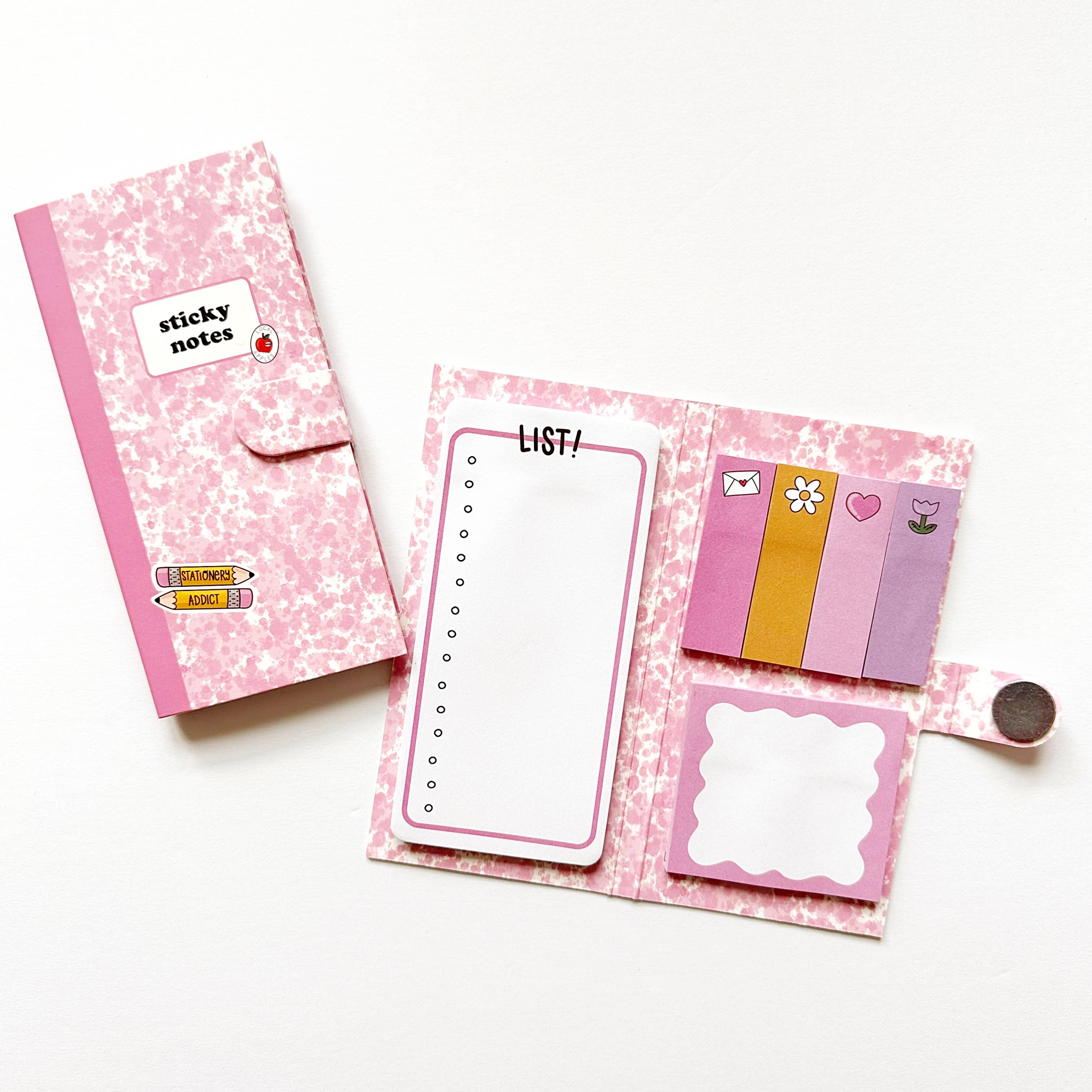 Pink Compy Book Sticky Note Keeper