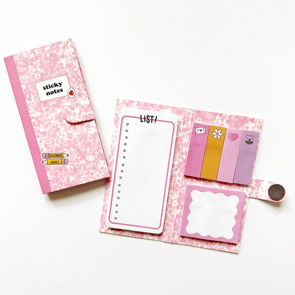 Pink Compy Book Sticky Note Keeper