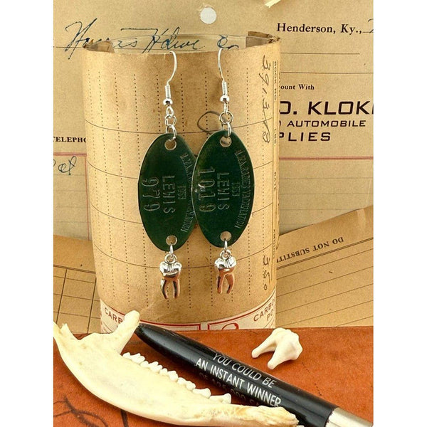 Bitin’ List Earrings | Vintage Rabies Vaccination Dog Tag