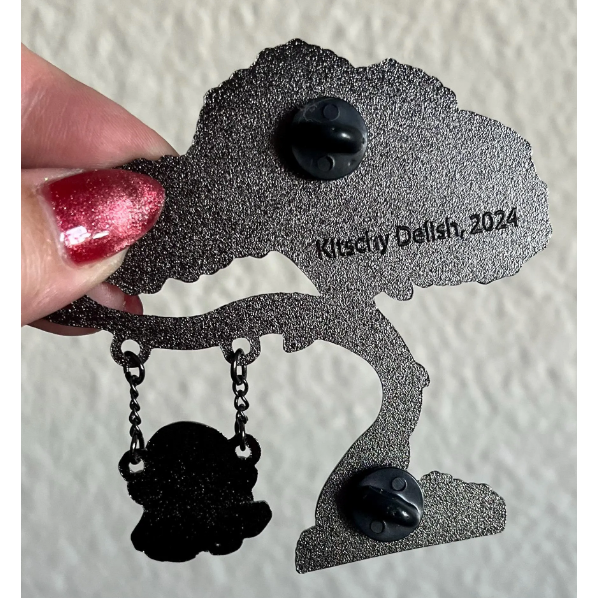 Ghost on a Swing Interactive Glitter Enamel Pin