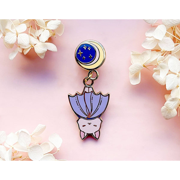<OOS> Moon Hanging Baby Bat Enamel Pin