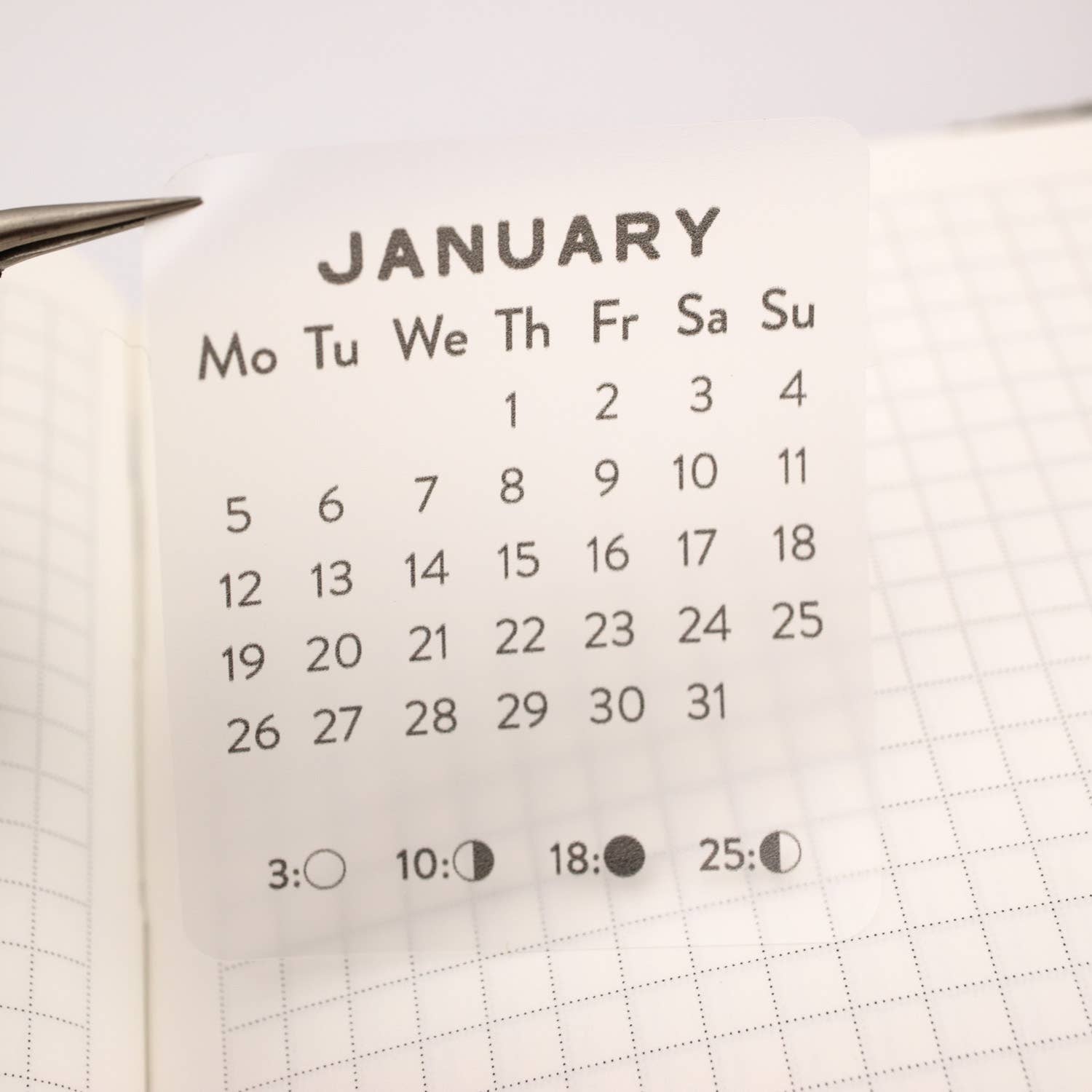 2026 Mini Monthly Calendar Sticker Sheet 2pk