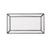 Rectangular glass tray with metallic rim on a white background