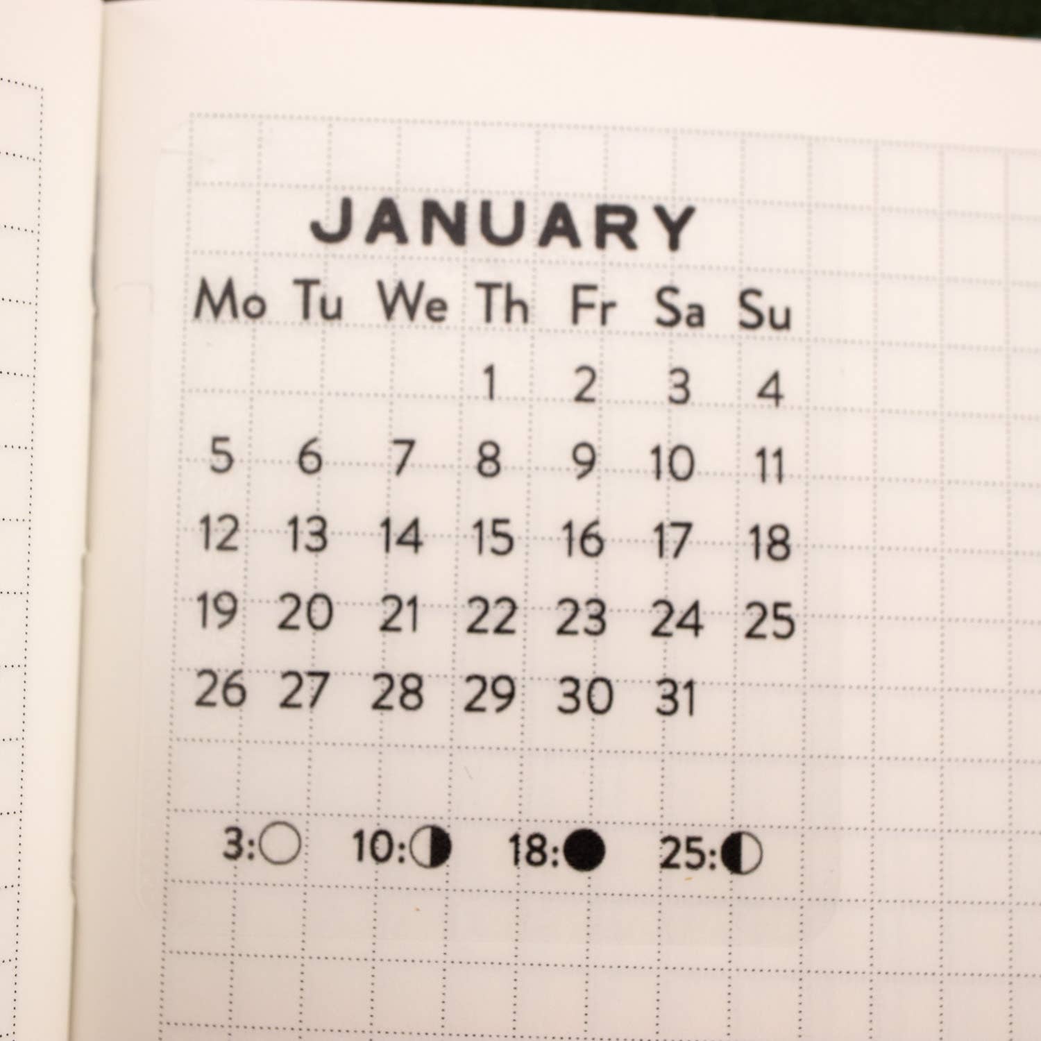 2026 Mini Monthly Calendar Sticker Sheet 2pk