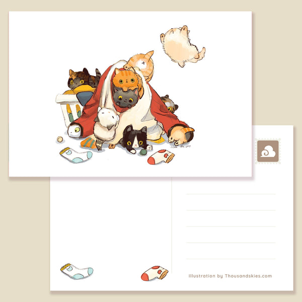 Laundry Basket Kittens Postcard