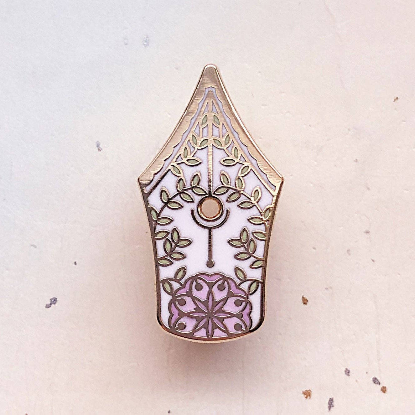 Floral Fountain Pen Enamel Pin