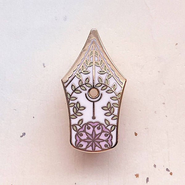 Floral Fountain Pen Enamel Pin