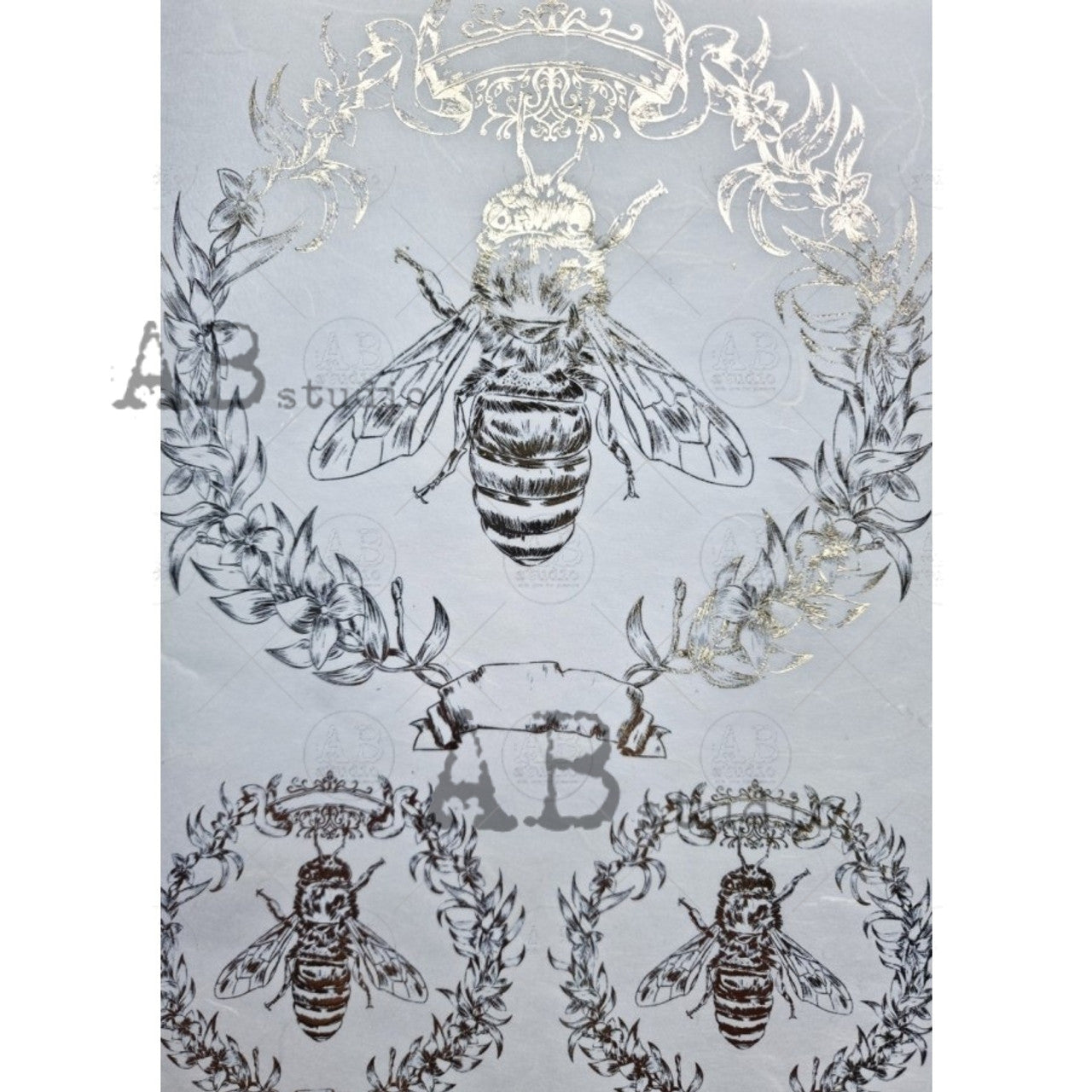 Gilded Royal Bee A4 Rice Paper