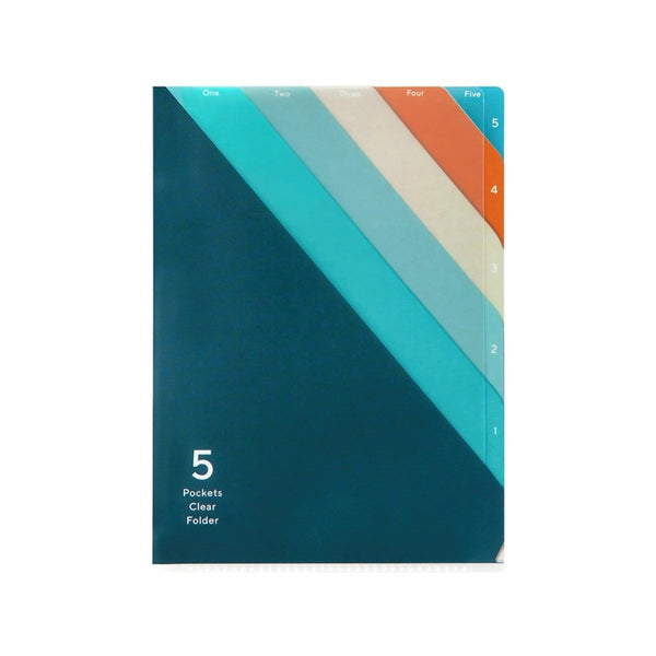 Navy Stripe Transparent 5-Pocket A5 Folder