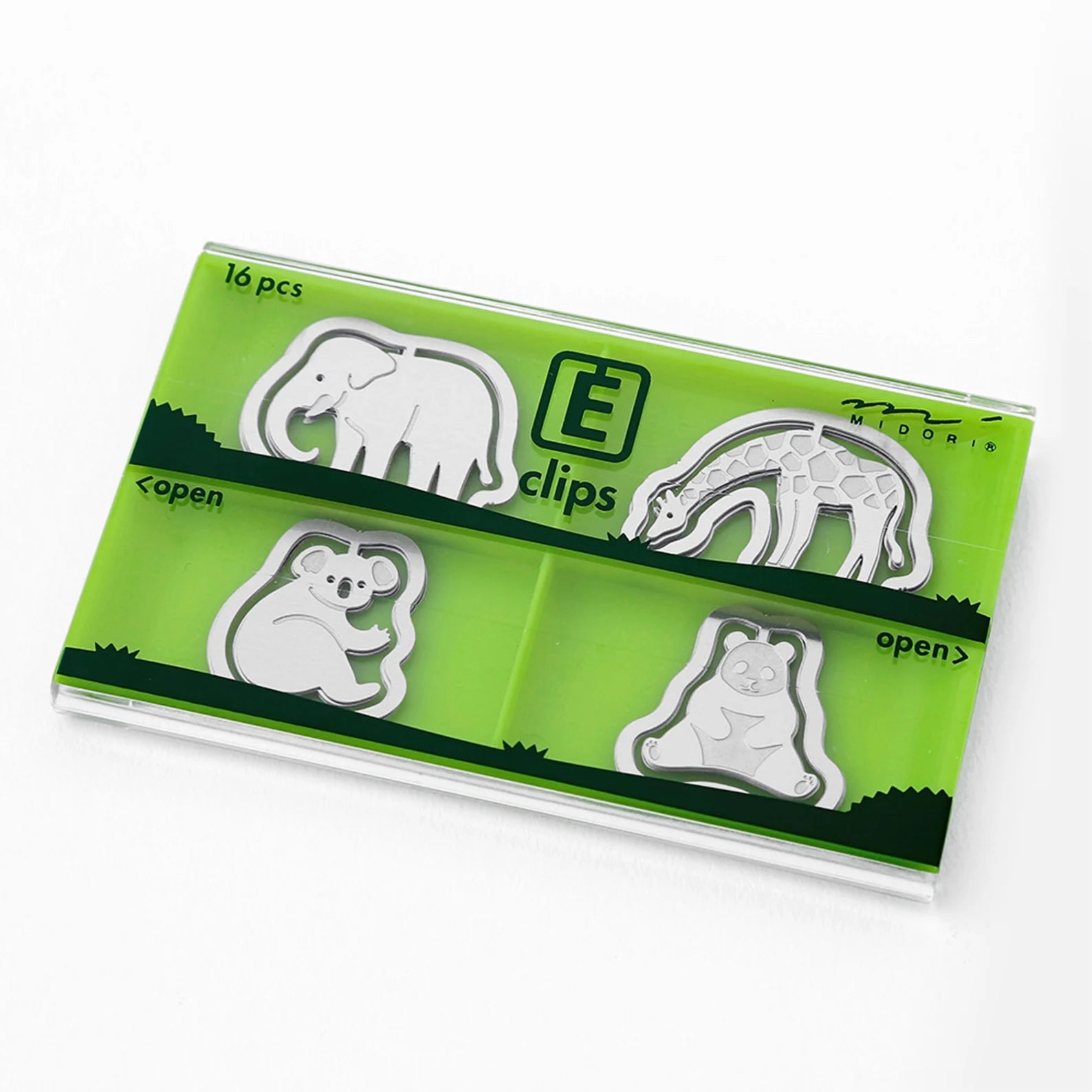 Zoo Motif Etched Steel Flat Paper Clips | Midori E-Clips