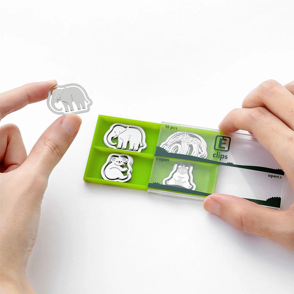 Zoo Motif Etched Steel Flat Paper Clips | Midori E-Clips
