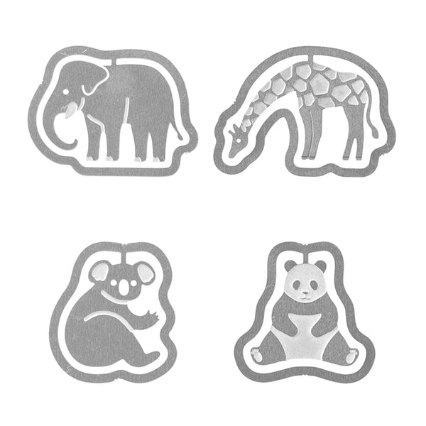 Zoo Motif Etched Steel Flat Paper Clips | Midori E-Clips