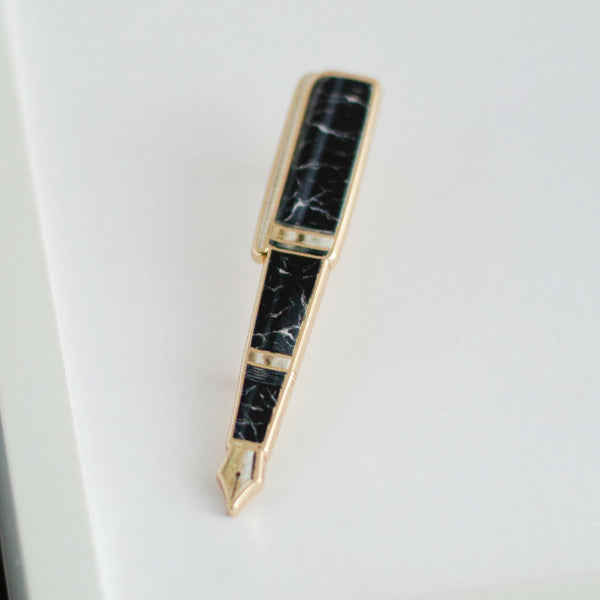 Black Marble Fountain Pen Enamel Pin