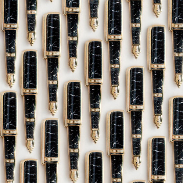 Black Marble Fountain Pen Enamel Pin