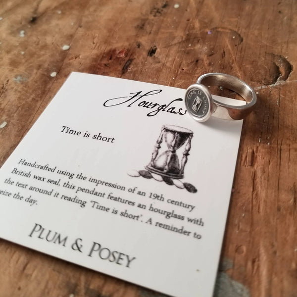 Time is Short Hourglass Wax Seal Ring
