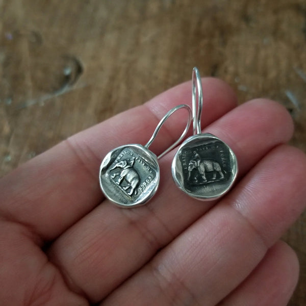 Elephant Strength Wax Seal Earrings