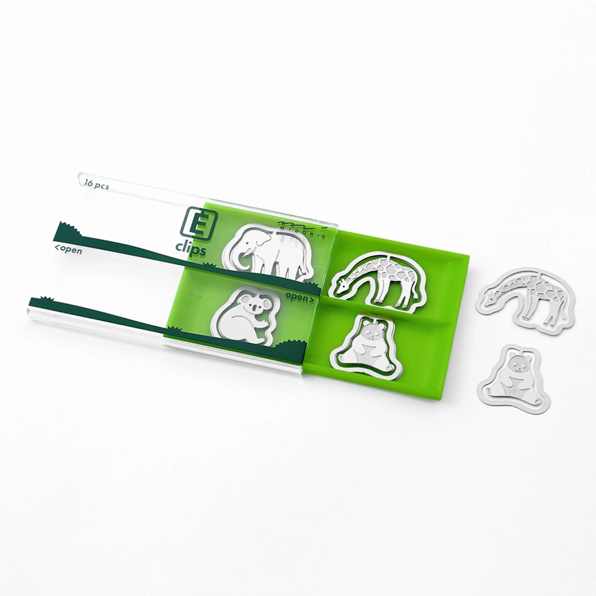 Zoo Motif Etched Steel Flat Paper Clips | Midori E-Clips