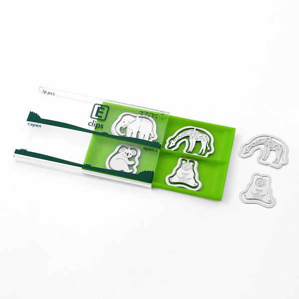 Zoo Motif Etched Steel Flat Paper Clips | Midori E-Clips