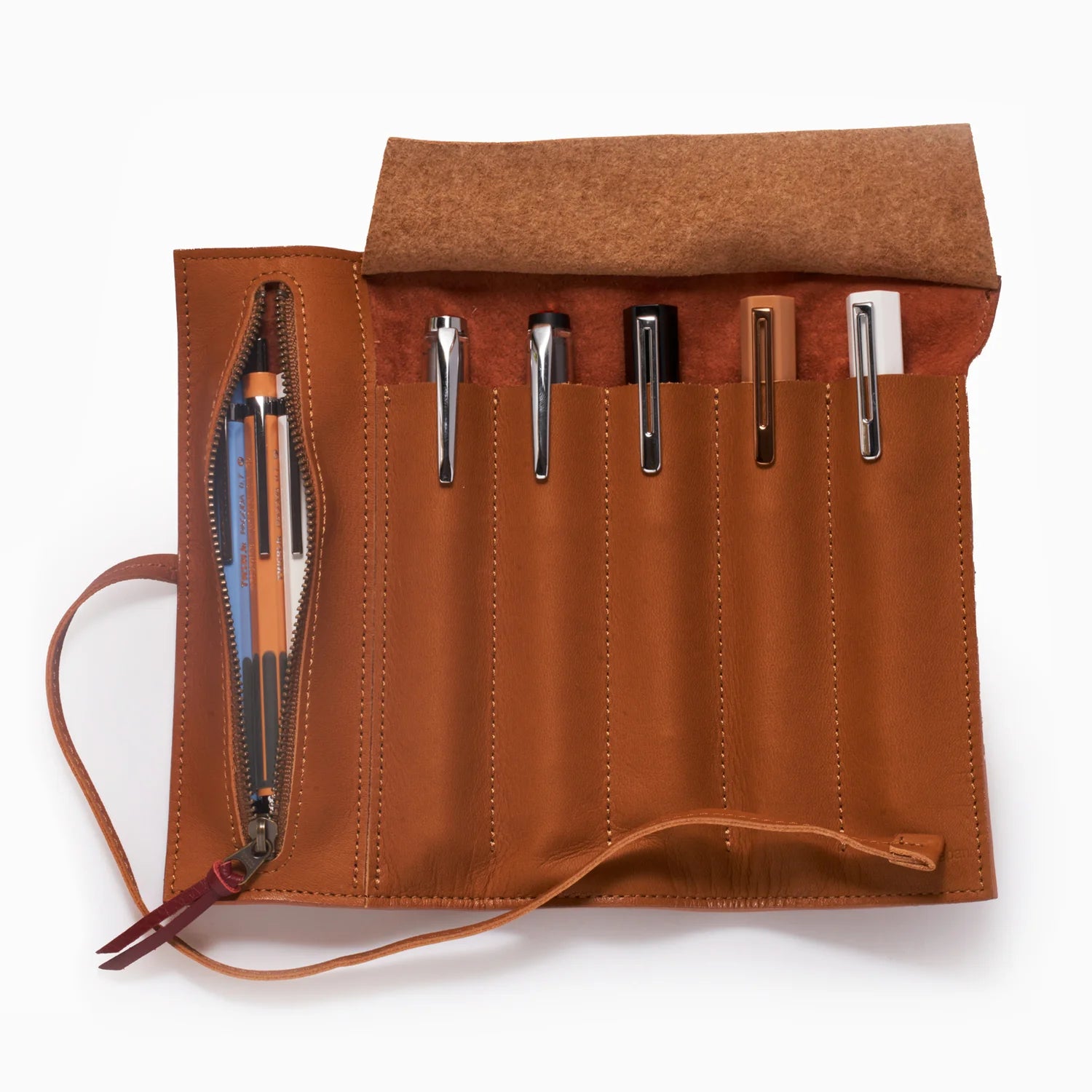 Brown Leather Pen Roll