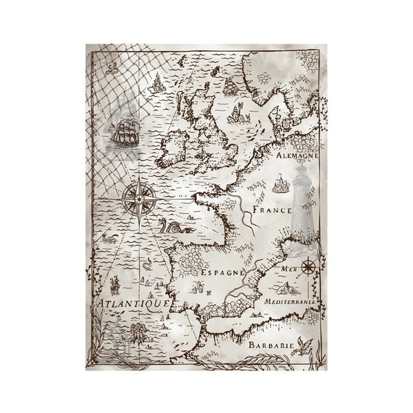 Vintage Seaside Map 6x8 Rub-on Sheet 2pk