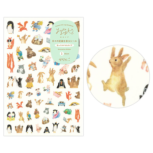 Animals Yuru Log Sticker Sheet